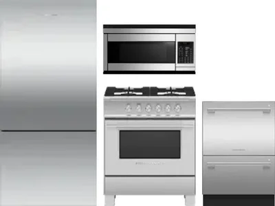 4 Piece Package Includes Refrigerator, Range, Microwave And Dishwasher